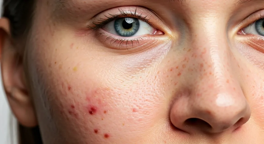 Face with skin blemishes - how cryopen  can help your well being.