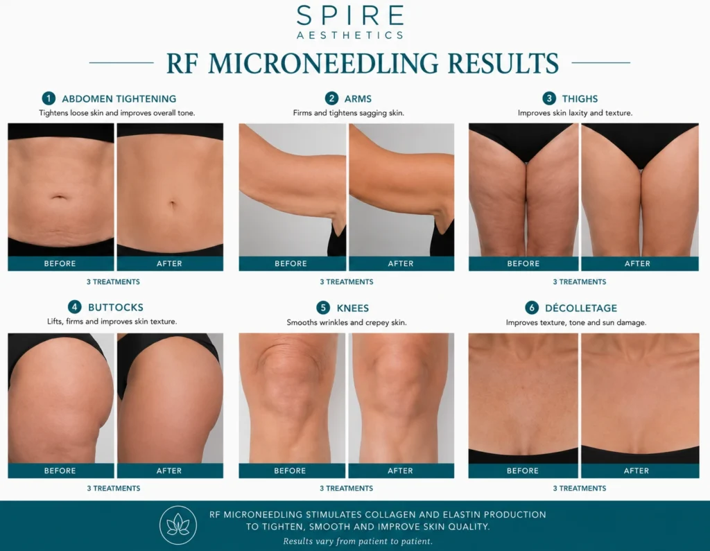 before and after RF microneedling skin tightening results Macclesfield on the body